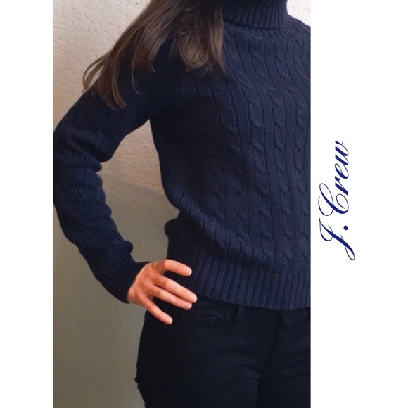 J. Crew Sweaters - Navy cable knit turtleneck
